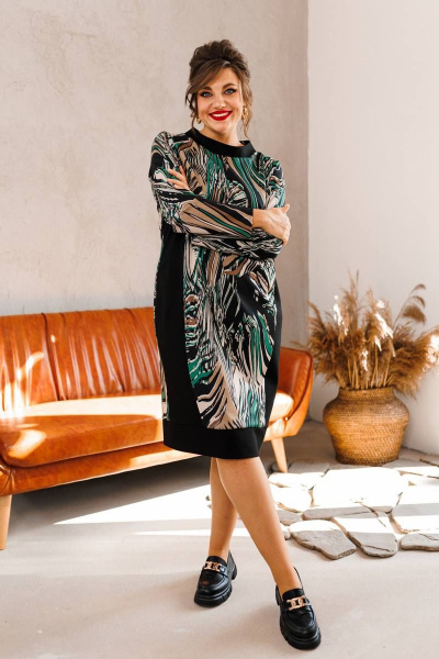 Платье полу прилегающего силуэта с отделочной тканью Romanovich Style 1-2585 мультиколор - фото 2