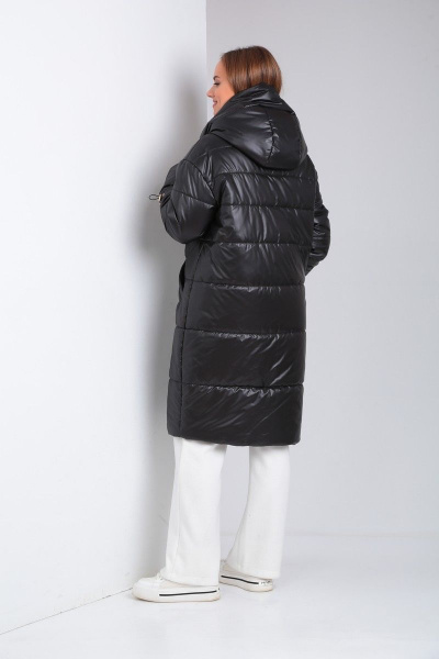 Пальто из плащёвой ткани с застежкой на кнопки и прорезными карманами Диомант 1925 черный - фото 10