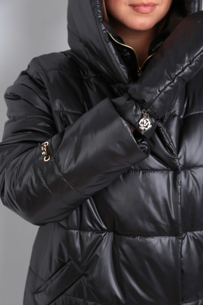 Пальто из плащёвой ткани с застежкой на кнопки и прорезными карманами Диомант 1925 черный - фото 12