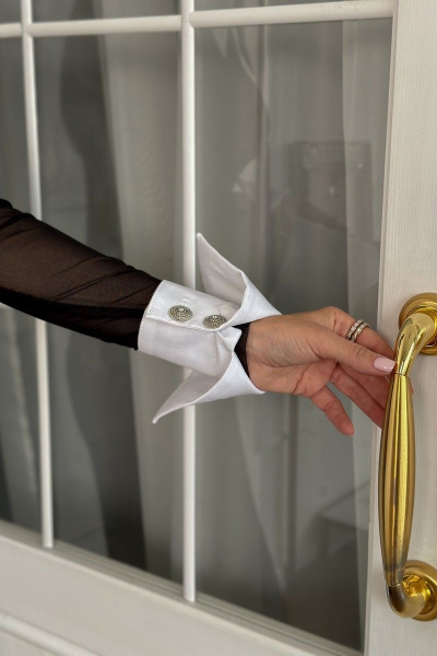 платье из сетки и трикотажа с съемными воротничком и манжетами Pavlova 153 - фото 8