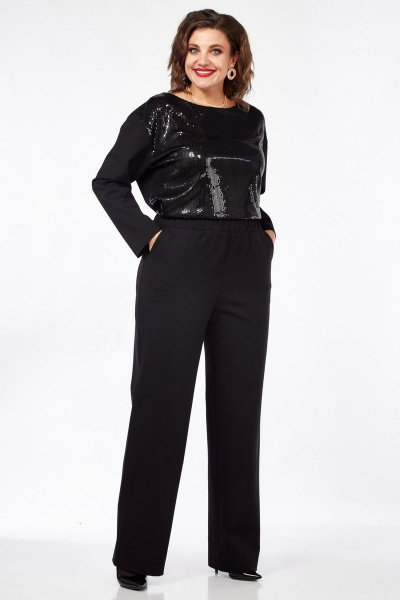 Нарядные брюки из трикотажа с высокой посадкой и наклонными карманами INVITE 2034 - фото 1