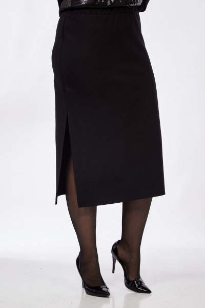 Длинная трикотажная юбка с разрезом и резинкой на поясе INVITE 3013 - фото 5