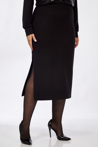 Длинная трикотажная юбка с разрезом и резинкой на поясе INVITE 3013 - фото 2