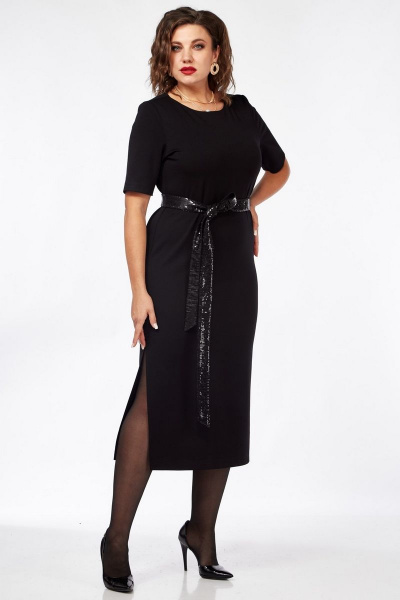 Платье женское приталенное из трикотажа с разрезом INVITE 4058 - фото 1