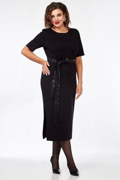 Платье женское приталенное из трикотажа с разрезом INVITE 4058 - фото 2