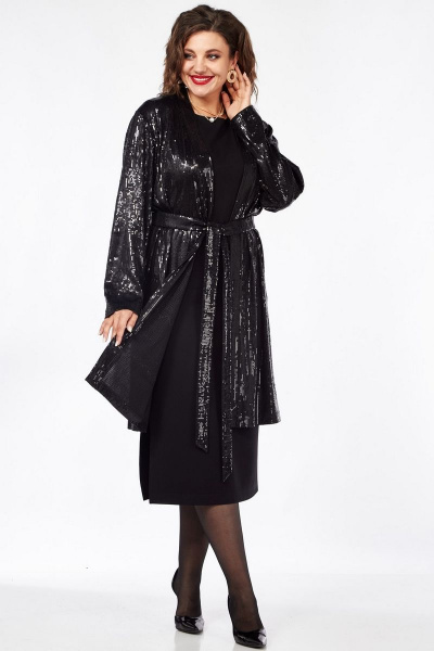 Костюм кардиган и платье из трикотажа с пайетками INVITE 6044 - фото 1
