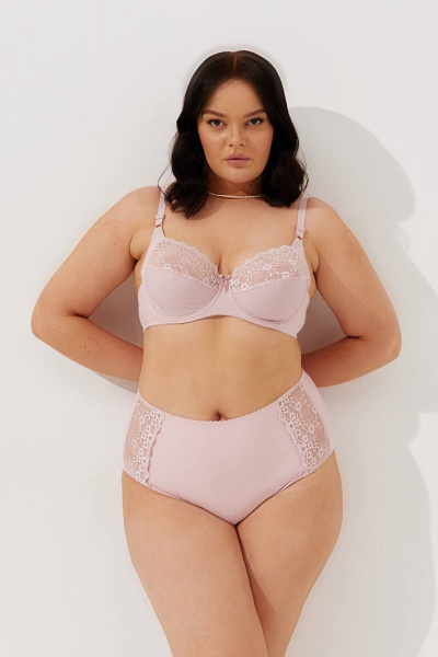 Трусы с высокой талией из микрофибры с кружевной отделкой Леди Леда 327-293 - фото 3