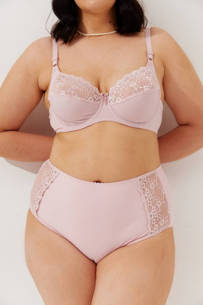 Трусы с высокой талией из микрофибры с кружевной отделкой Леди Леда 327-293 - фото 1