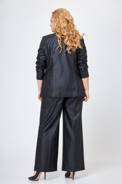 Демисезонные брюки палаццо из экокожи с карманами БелЭльСтиль 601-2_88_22 черная экокожа - фото 4