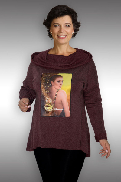 Блуза с капюшоном из трикотажа в красном цвете Таир-Гранд 62289 бордо - фото 1