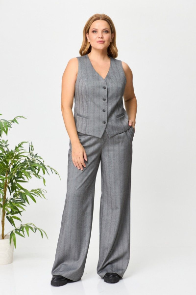 Деловой костюм тройка из вискозы с жакетом и жилетом Anelli 1426 серый - фото 6