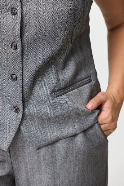 Деловой костюм тройка из вискозы с жакетом и жилетом Anelli 1426 серый - фото 5