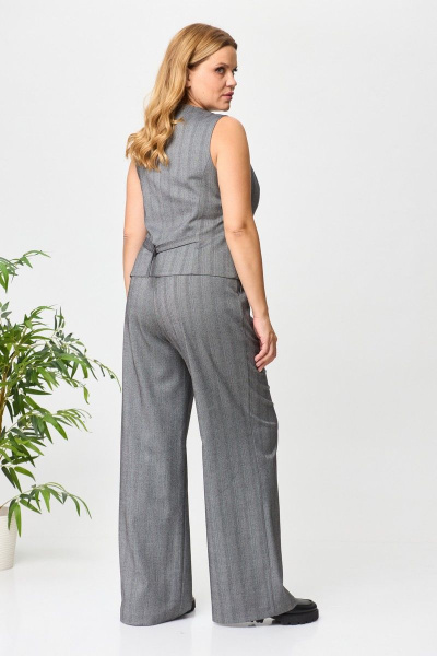 Деловой костюм тройка из вискозы с жакетом и жилетом Anelli 1426 серый - фото 3