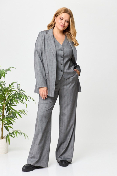 Деловой костюм тройка из вискозы с жакетом и жилетом Anelli 1426 серый - фото 1