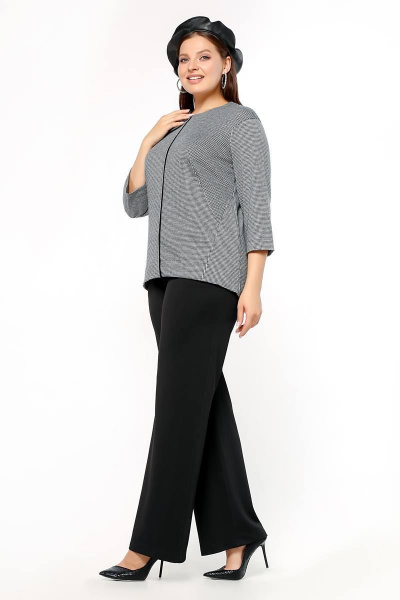 Джемпер трапециевидный на каждый день из трикотажа La rouge 3223 серый-(гусиная-лапка) - фото 3