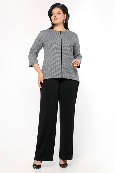 Джемпер трапециевидный на каждый день из трикотажа La rouge 3223 серый-(гусиная-лапка) - фото 2