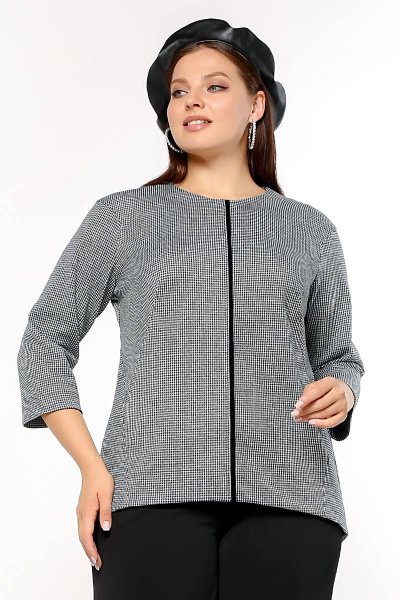 Джемпер трапециевидный на каждый день из трикотажа La rouge 3223 серый-(гусиная-лапка) - фото 1