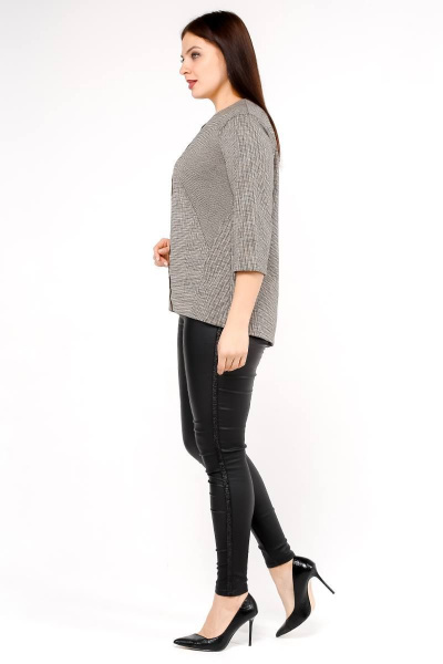 Джемпер трапециевидный из трикотажа на каждый день La rouge 3223 шоколад-(гусиная-лапка) - фото 3