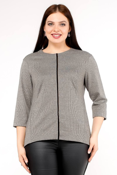 Джемпер трапециевидный из трикотажа на каждый день La rouge 3223 шоколад-(гусиная-лапка) - фото 1