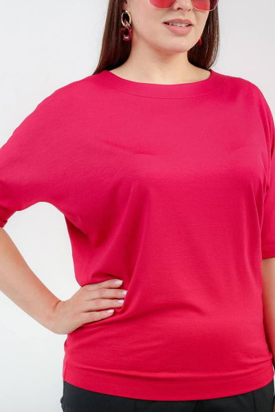 Женский джемпер свободного силуэта из вискозы и трикотажа La rouge 3289 малина - фото 5