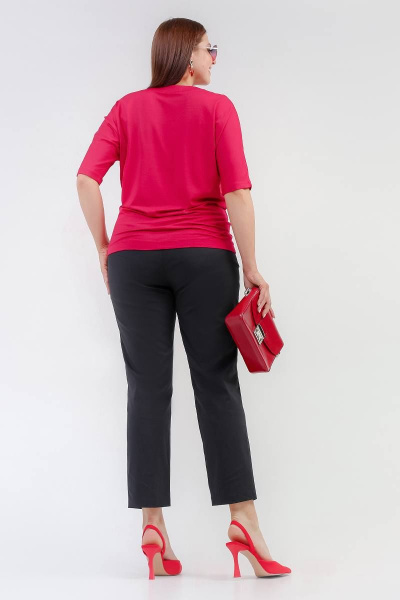 Женский джемпер свободного силуэта из вискозы и трикотажа La rouge 3289 малина - фото 4