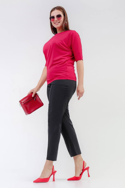 Женский джемпер свободного силуэта из вискозы и трикотажа La rouge 3289 малина - фото 3