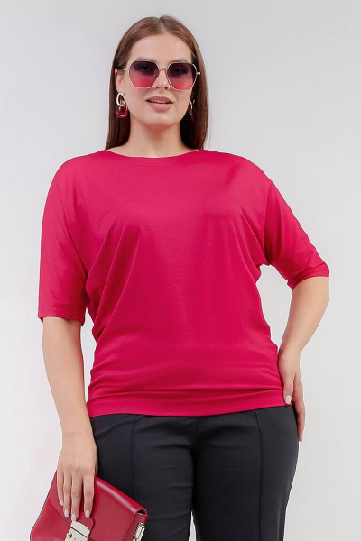 Женский джемпер свободного силуэта из вискозы и трикотажа La rouge 3289 малина - фото 1
