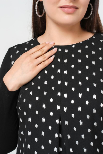 Джемпер свободного силуэта из вискозы с поясом и серебристыми вставками La rouge 3296 черный-(серебро) - фото 6