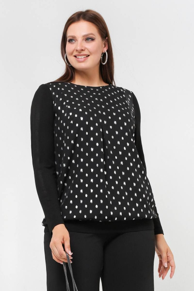 Джемпер свободного силуэта из вискозы с поясом и серебристыми вставками La rouge 3296 черный-(серебро) - фото 1