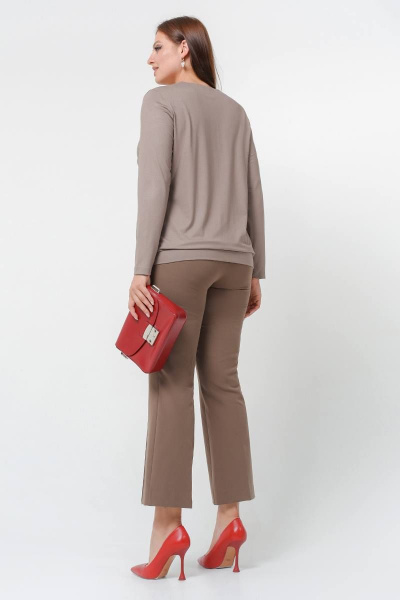 Базовый джемпер из вискозы с V-образным вырезом La rouge 3297 капучино - фото 4