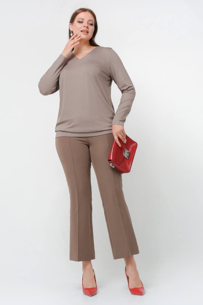 Базовый джемпер из вискозы с V-образным вырезом La rouge 3297 капучино - фото 2