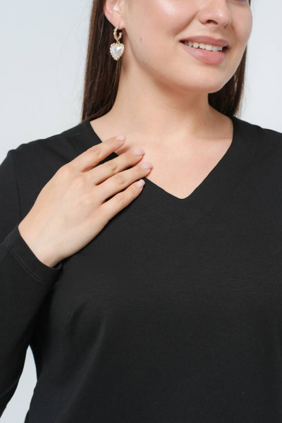 Джемпер из вискозы с поясом и свободным силуэтом La rouge 3297 черный - фото 5