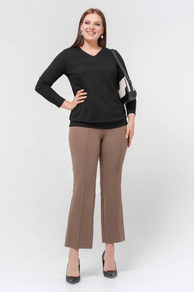 Джемпер из вискозы с поясом и свободным силуэтом La rouge 3297 черный - фото 2