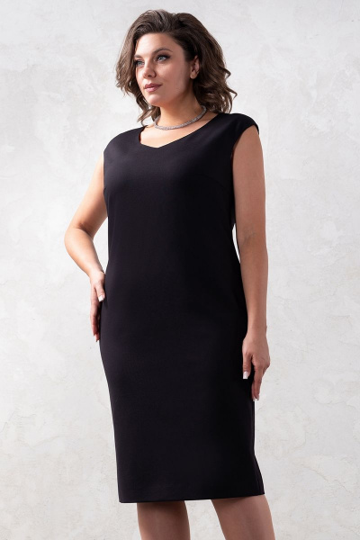 Платье трикотажное черное полуприлегающее без подкладки Avanti 1601-1 - фото 3