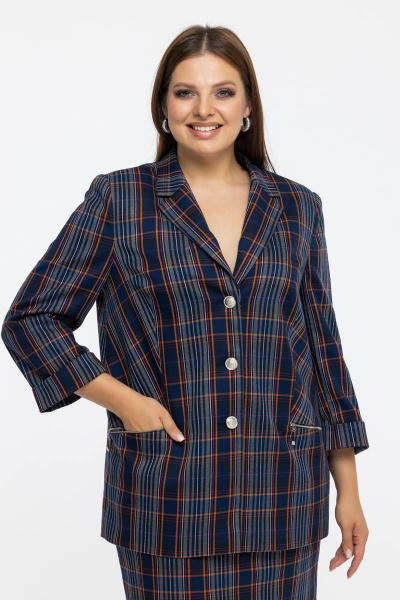 деловой костюм юбка-карандаш и жакет Avila 0948 темно-синий - фото 3