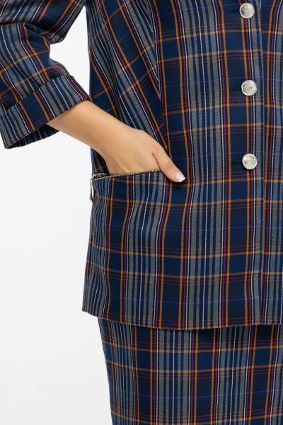 деловой костюм юбка-карандаш и жакет Avila 0948 темно-синий - фото 4