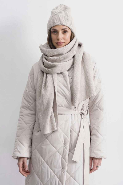 Шапка-бини из шерсти и трикотажа для демисезона MURMUR 15009 белый песок - фото 3