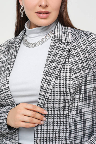 Классический клетчатый жакет с воротником пиджачного типа La rouge 3306 розовый-(клетка) - фото 8