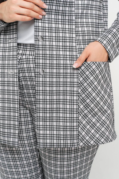 Классический клетчатый жакет с воротником пиджачного типа La rouge 3306 розовый-(клетка) - фото 7