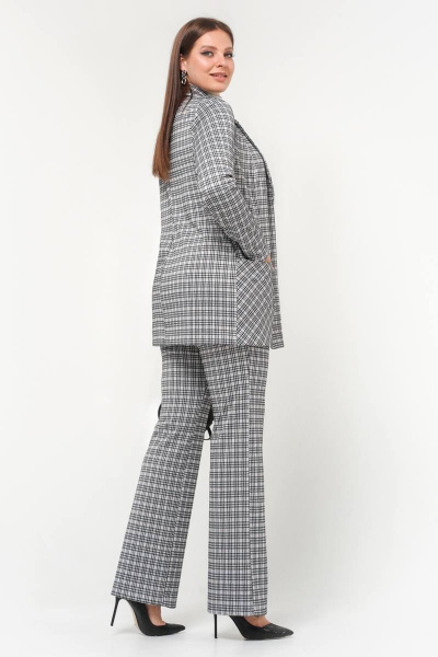 Классический клетчатый жакет с воротником пиджачного типа La rouge 3306 розовый-(клетка) - фото 6