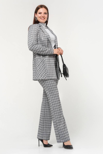 Классический клетчатый жакет с воротником пиджачного типа La rouge 3306 розовый-(клетка) - фото 5