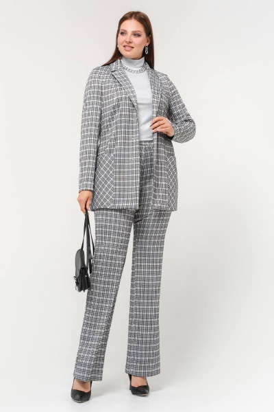 Классический клетчатый жакет с воротником пиджачного типа La rouge 3306 розовый-(клетка) - фото 3