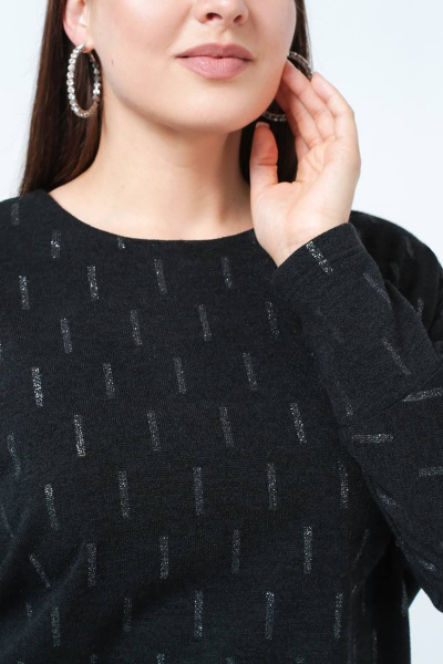 Джемпер свободного силуэта с блеском и рукавом летучая мышь La rouge 3308 черный-(блеск) - фото 5