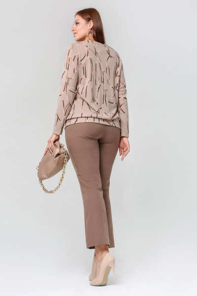 Джемпер с аппликацией из металлизированных страз и вытачками La rouge 3312 латте-набивной - фото 4