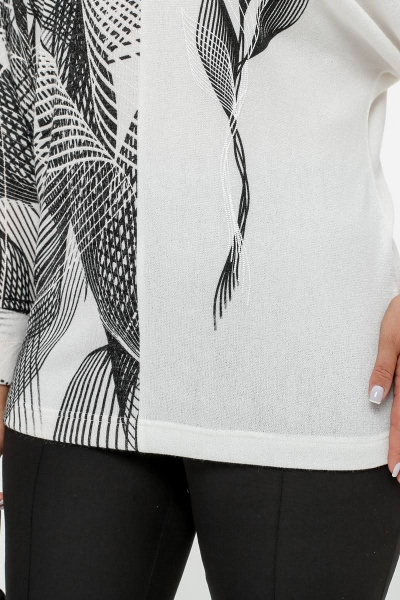 Джемпер свободного силуэта с длинным рукавом из ангоры La rouge 3316 молоко-(графит) - фото 8