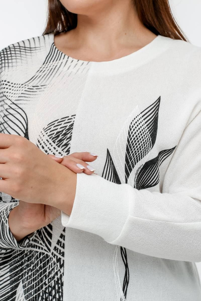 Джемпер свободного силуэта с длинным рукавом из ангоры La rouge 3316 молоко-(графит) - фото 7