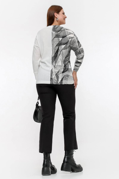 Джемпер свободного силуэта с длинным рукавом из ангоры La rouge 3316 молоко-(графит) - фото 5