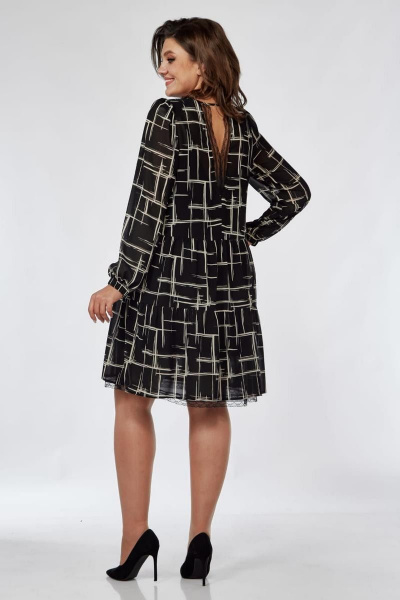 Платье Милора-стиль 1035 черный+белый/клетка - фото 2