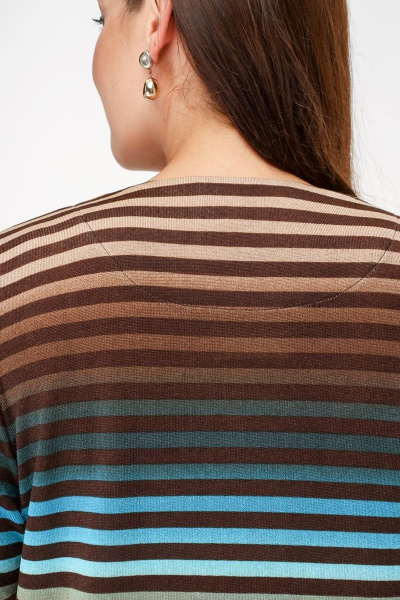 Джемпер в полоску прямого силуэта с вытачками на груди La rouge 3325 шоколад-(полоска) - фото 6