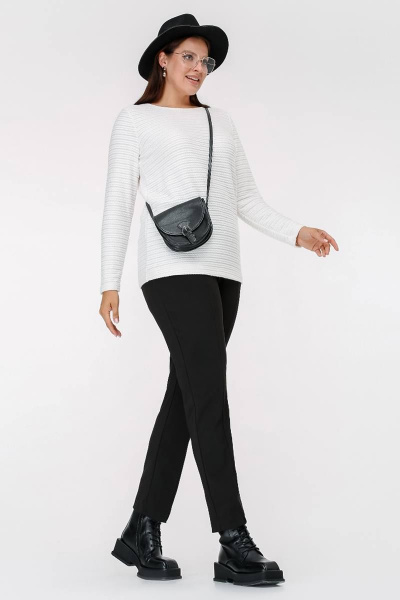 Теплый джемпер из мягкого трикотажа с косами и воротником-стойкой La rouge 3327 молоко - фото 3